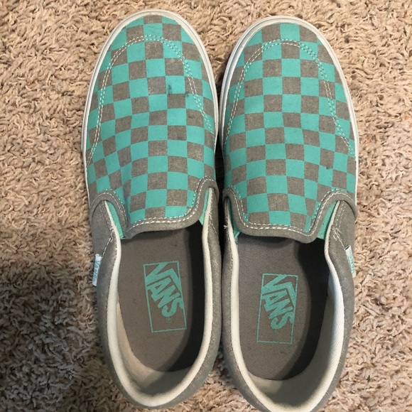 teal and gray vans